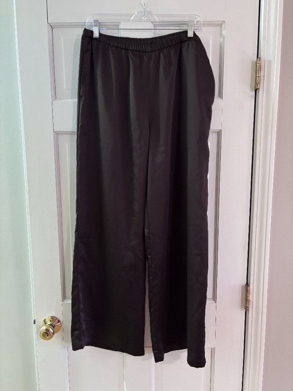Uniqlo Wide Leg Pull On Drawstring High Rise Pants with Pockets - Chocolate XL